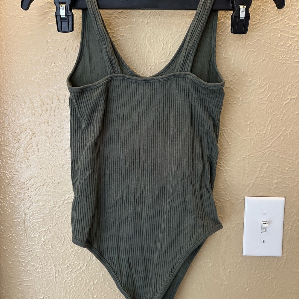 Women's Olive Ribbed Bodysuit - Picture 2 of 2